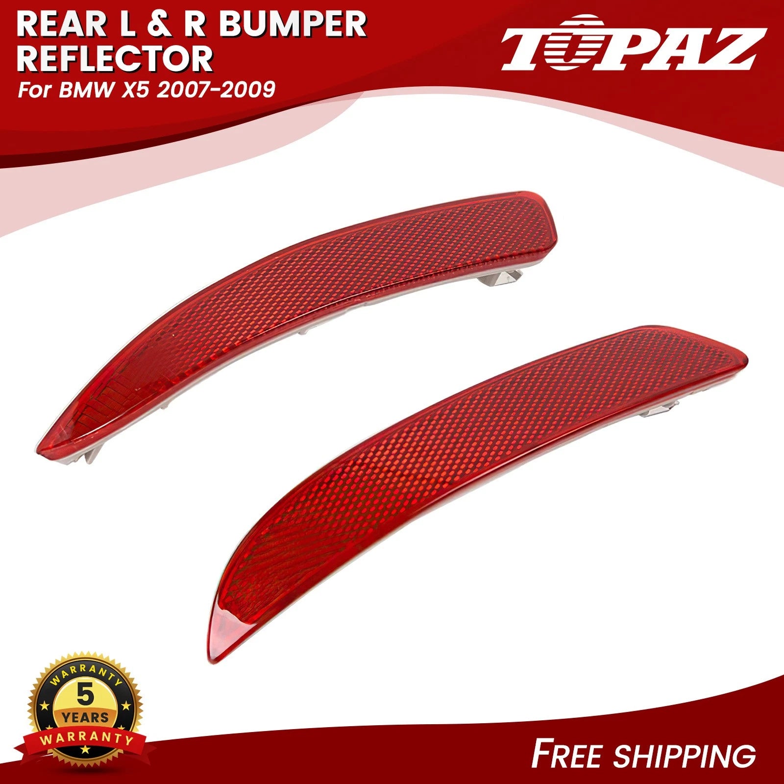 Set of 2 Rear Bumper Reflectors for BMW X5 (2007–2013)