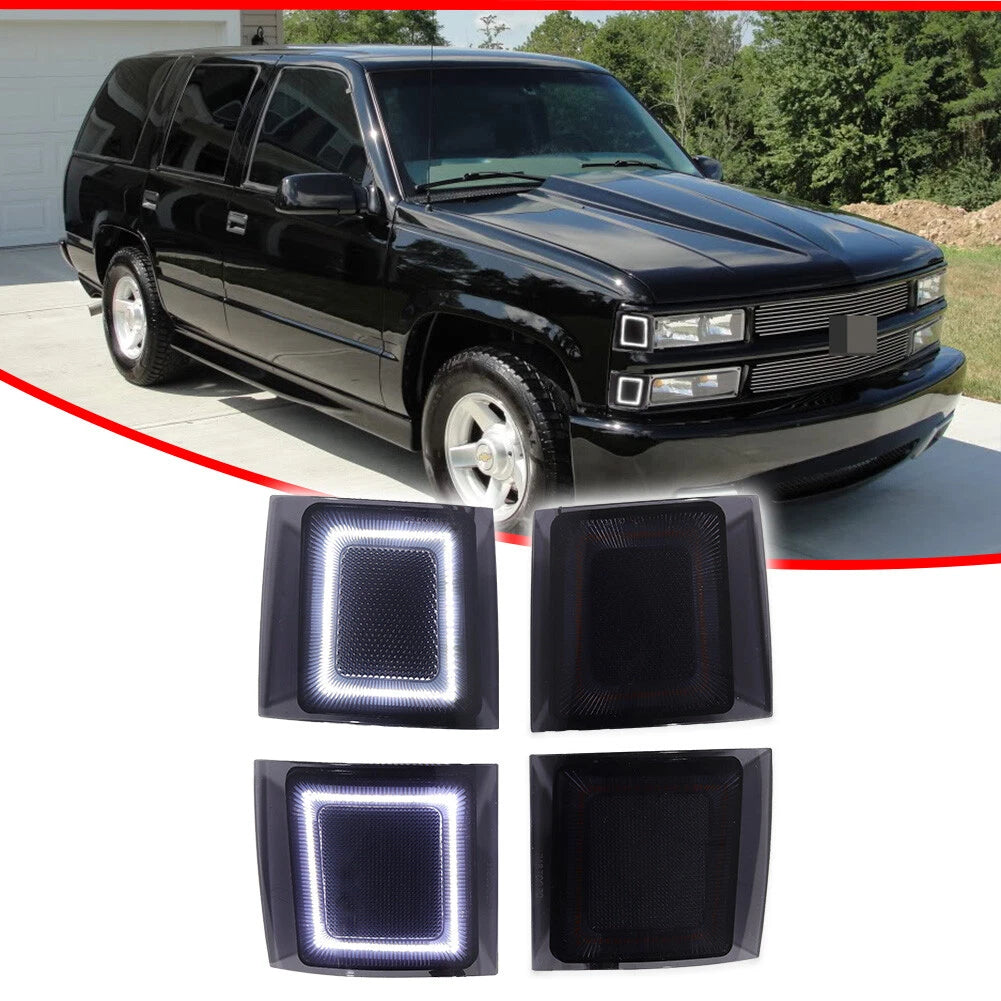 4X White LED Front Side Marker Lights for Chevy C/K 1500 2500 3500 (1994–1998)