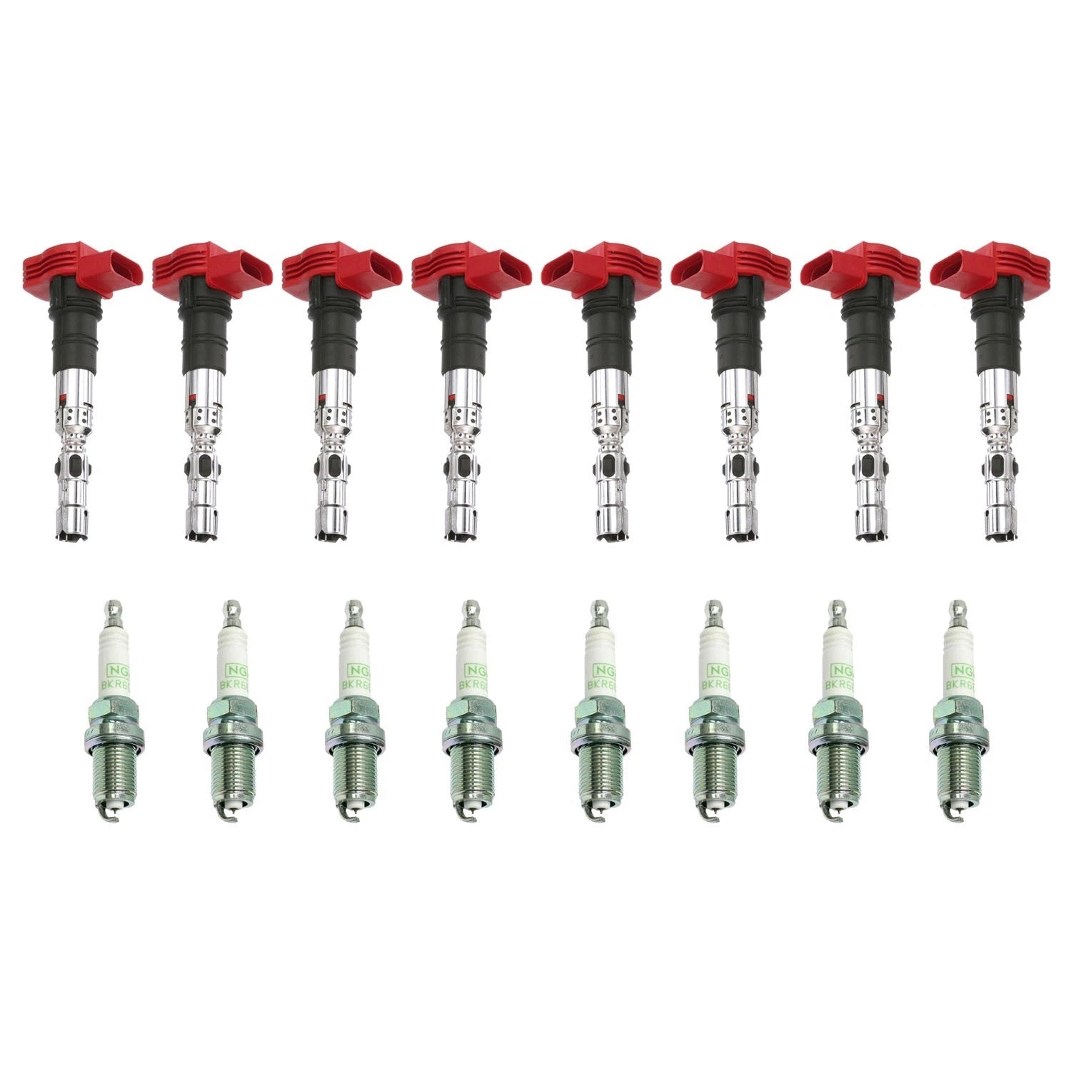Set of 8 Ignition Coils & NGK V-Power Spark Plugs for Audi VW Porsche 4.2L V8