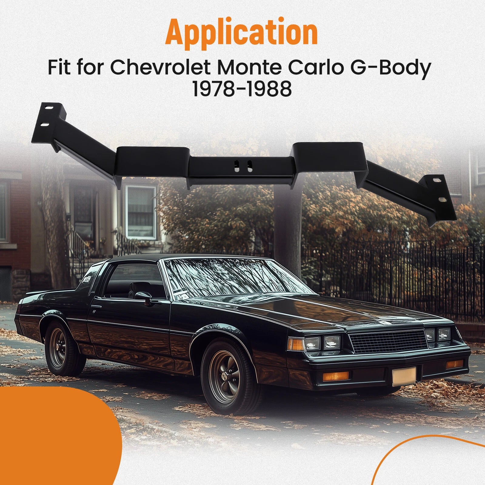 Transmission Crossmember for Chevy Monte Carlo (1978-1988) Black