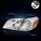 Chrome Housing Amber Corner Signal Headlight Lamps Pair for Chevy Venture (1997–2005)
