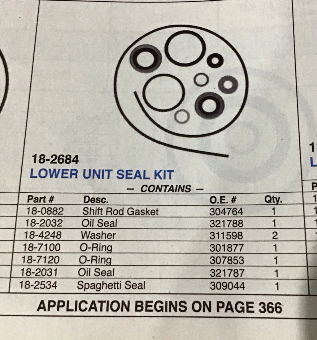 Lower Unit Seal Kit 18-2684 for Johnson/Evinrude Sierra (Out Of Box)