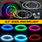 Set of 4 Double LED Ring Wheel Lights for Universal Vehicles (RGB)