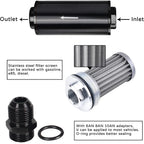 10 Micron Inline Fuel Filter with 6AN 8AN 10AN Adapter for Universal Use