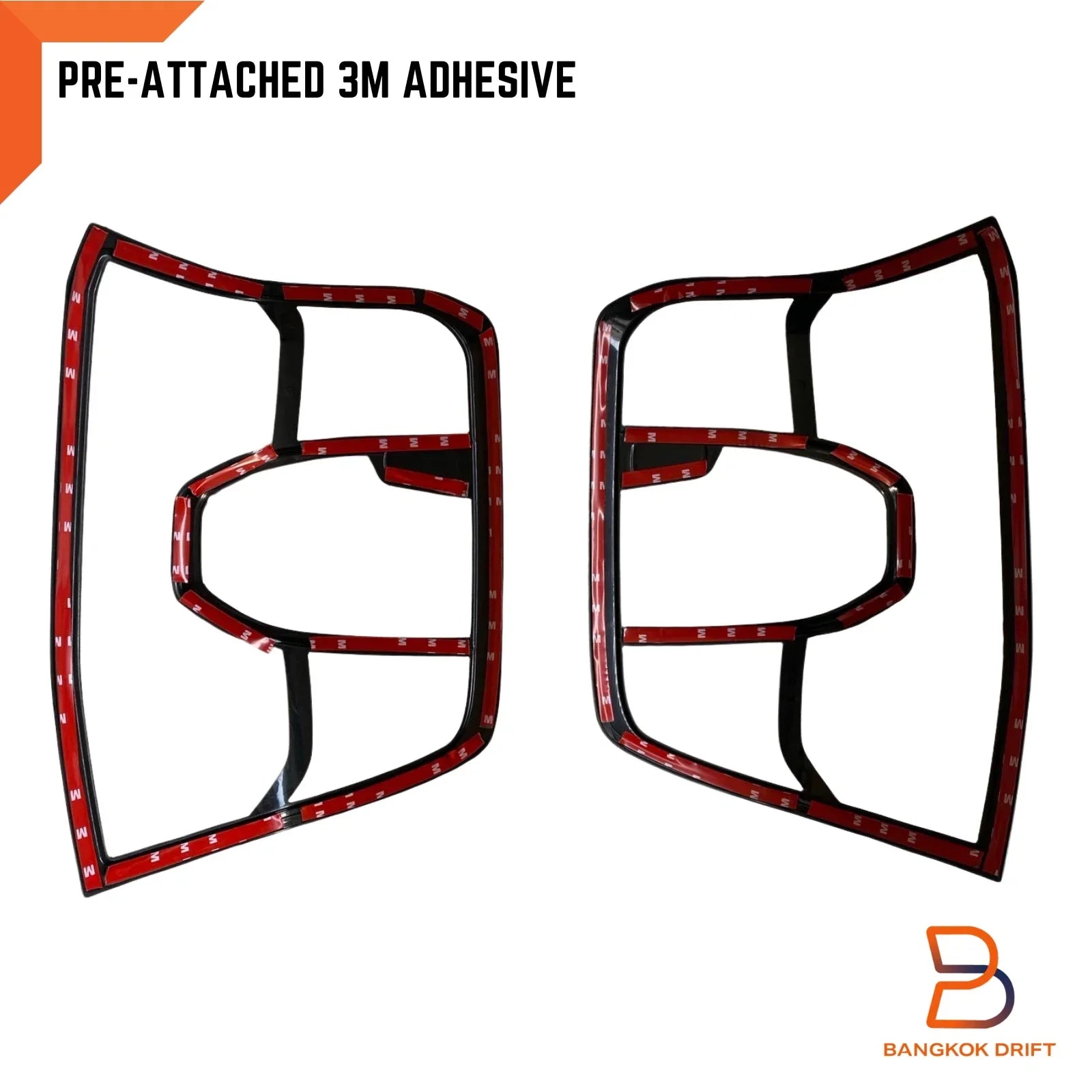 Black Red Reflector Taillight Cover Trim for Ford Ranger Raptor (2022-2025)