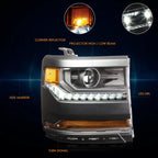 LED Strip Projector Headlight for Chevy Silverado 1500 (2016–2019)