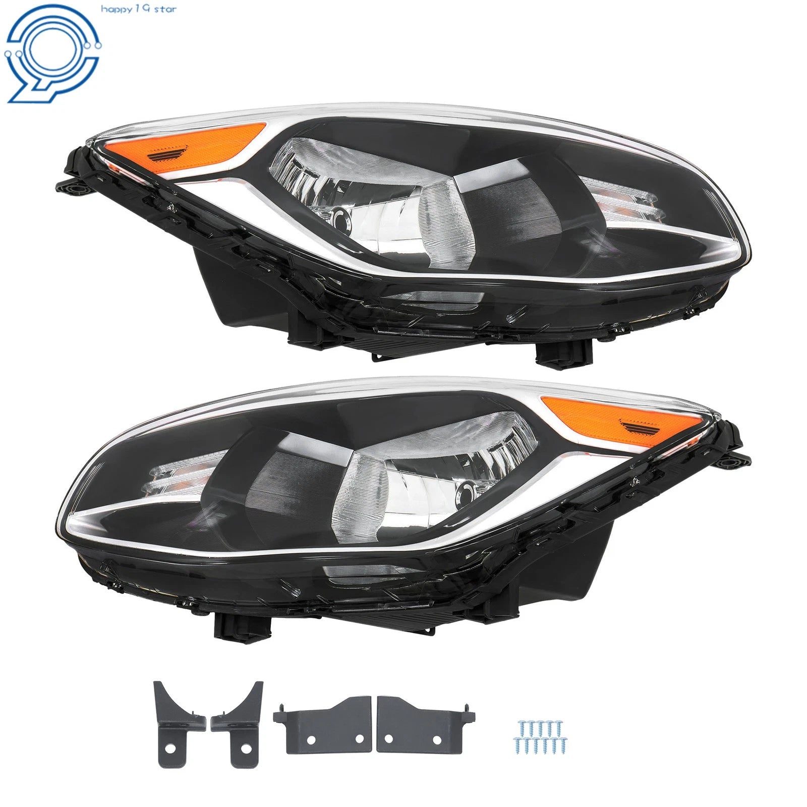 Set of 2 Halogen Headlights for Kia Soul (2014-2019) Chrome