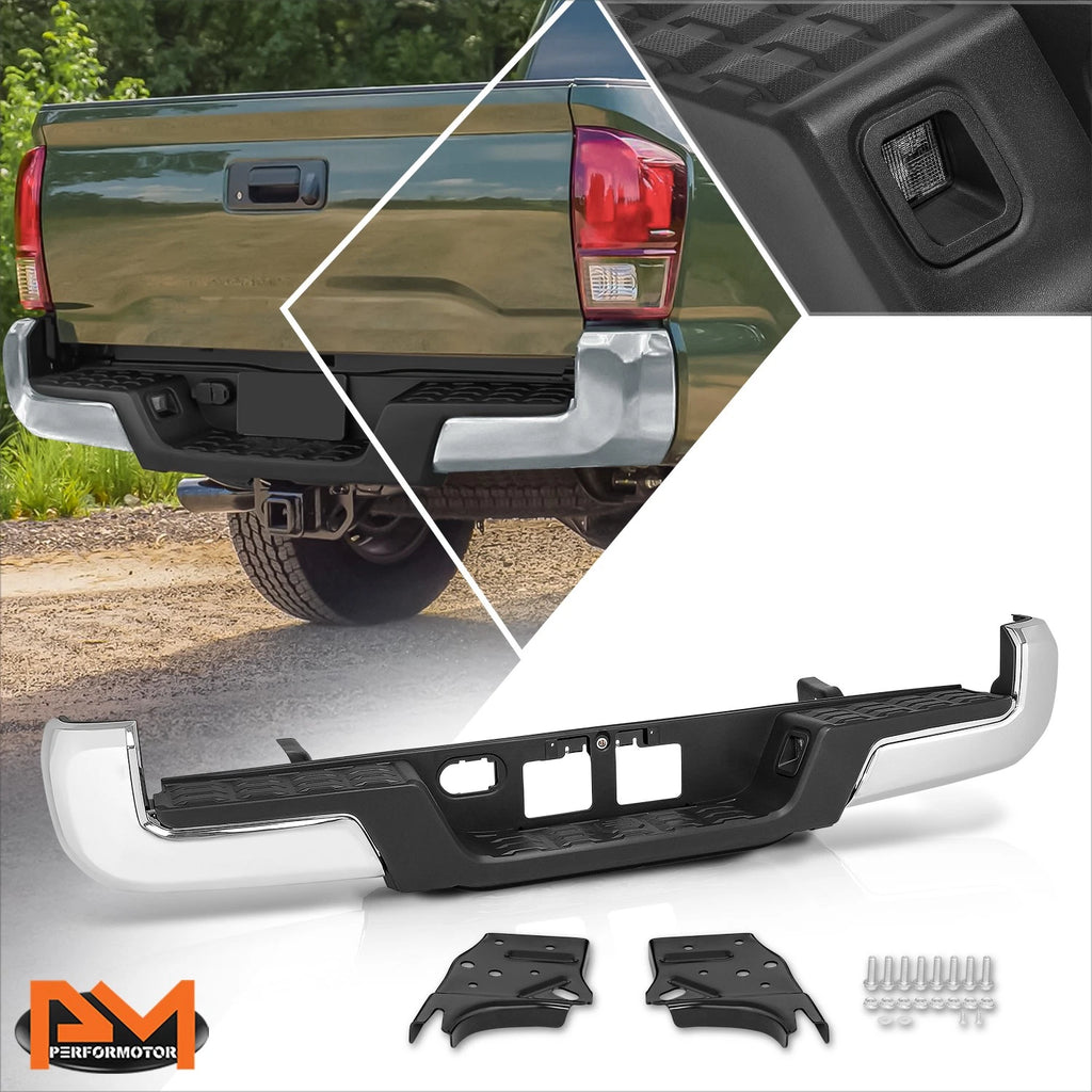 Polished Steel Rear Bumper Assembly for Toyota Tacoma (2016–2023)