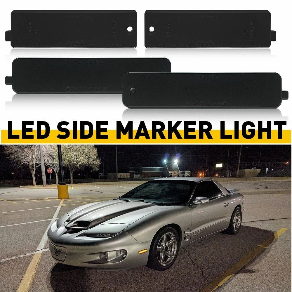 4X Amber Red Smoked LED Bumper Side Marker Lights for Pontiac Firebird (1998–2002)
