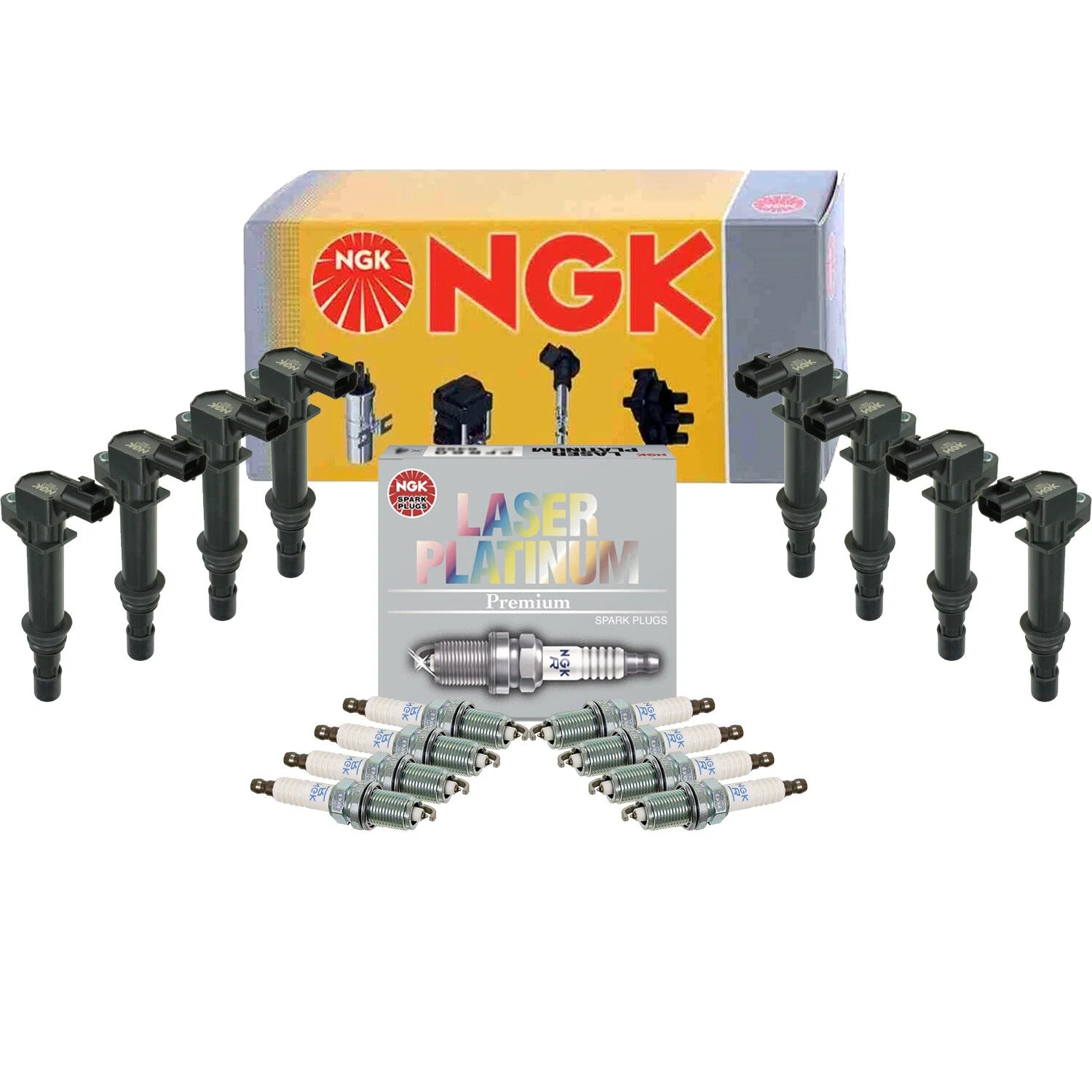 Set of 8 Ignition Coils & 8 Laser Platinum Spark Plugs for Dodge Jeep 4.7 V8