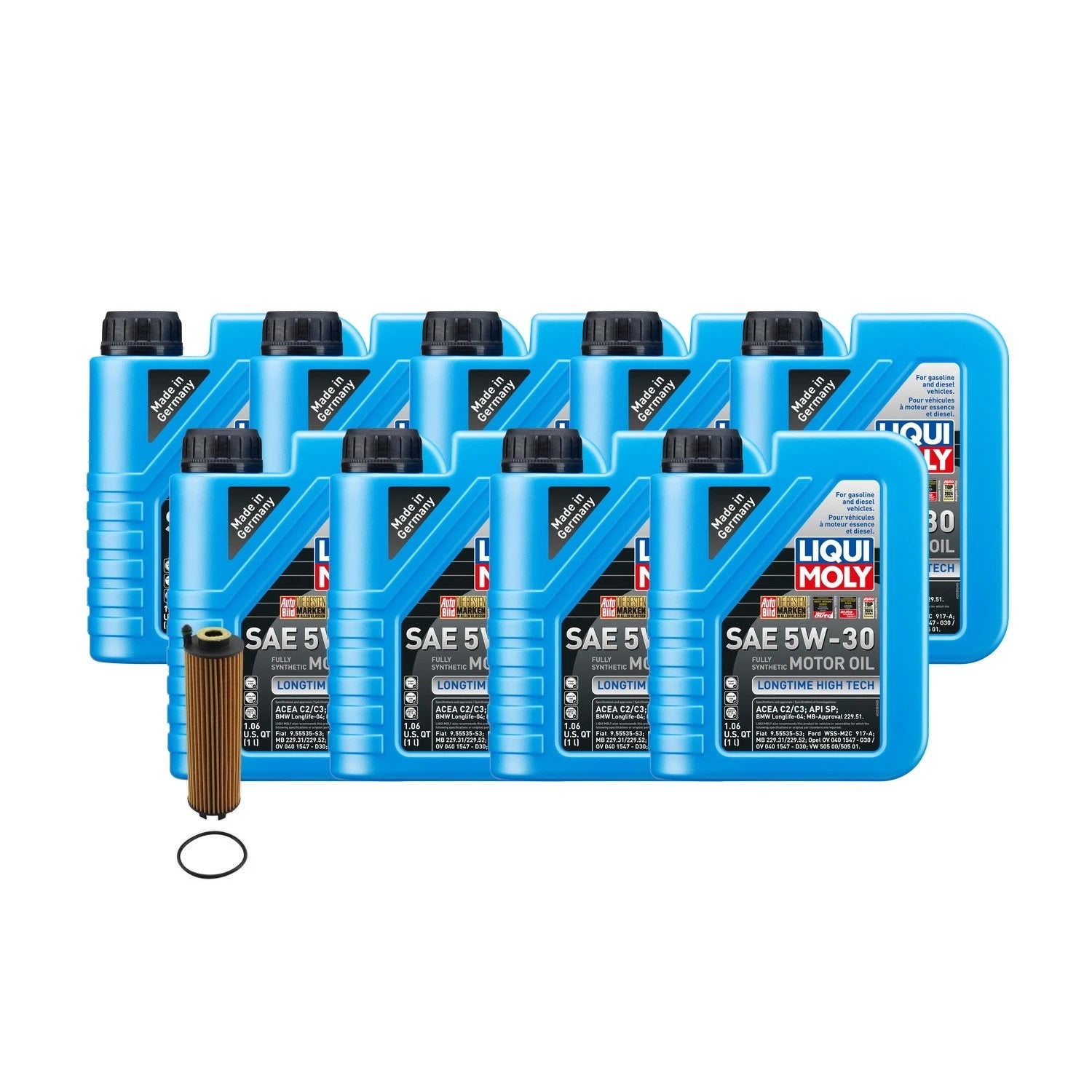 Oil Change Kit for Mercedes M256 (9L Liqui Moly Longtime High Tech 5W-30)