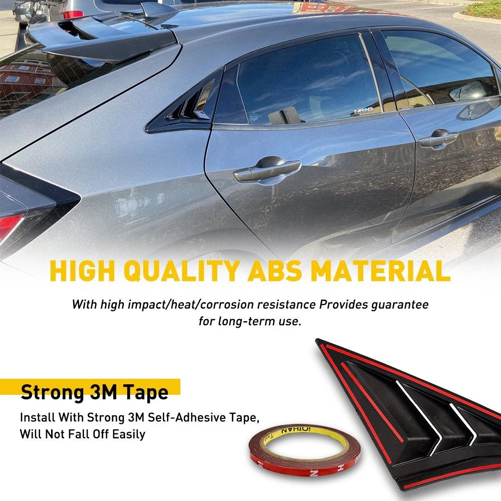 Quarter Window Louver Cover for Honda Civic (2016–2020) Carbon Fiber