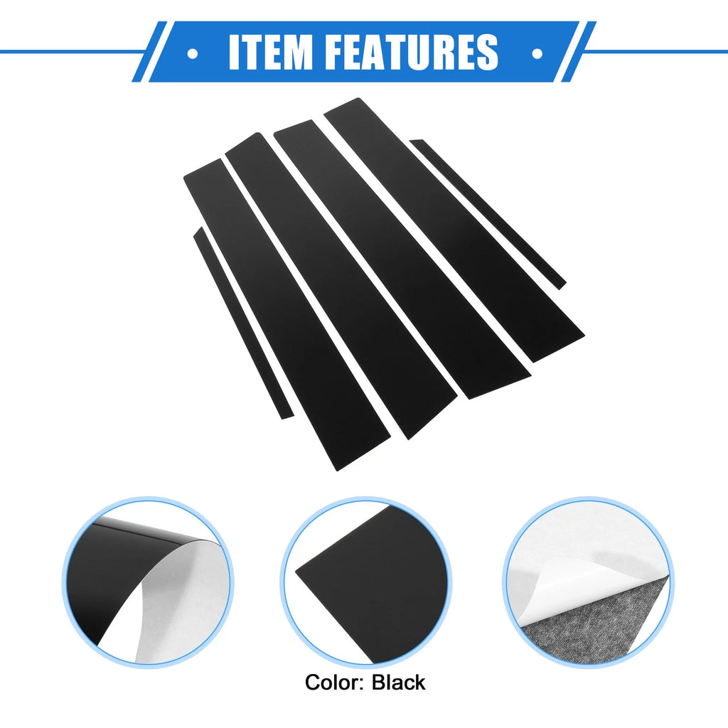 Set of 6 Pillar Posts Door Window Trim Cover for Toyota Corolla (2009–2013) Black