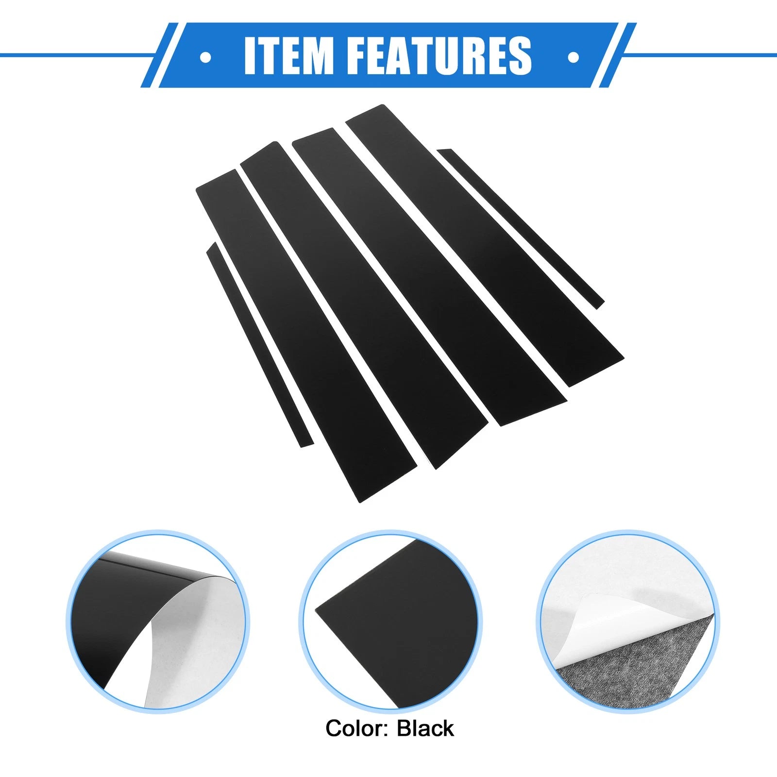 Set of 6 Pillar Posts Door Window Trim Cover for Toyota Corolla (2009–2013) Black