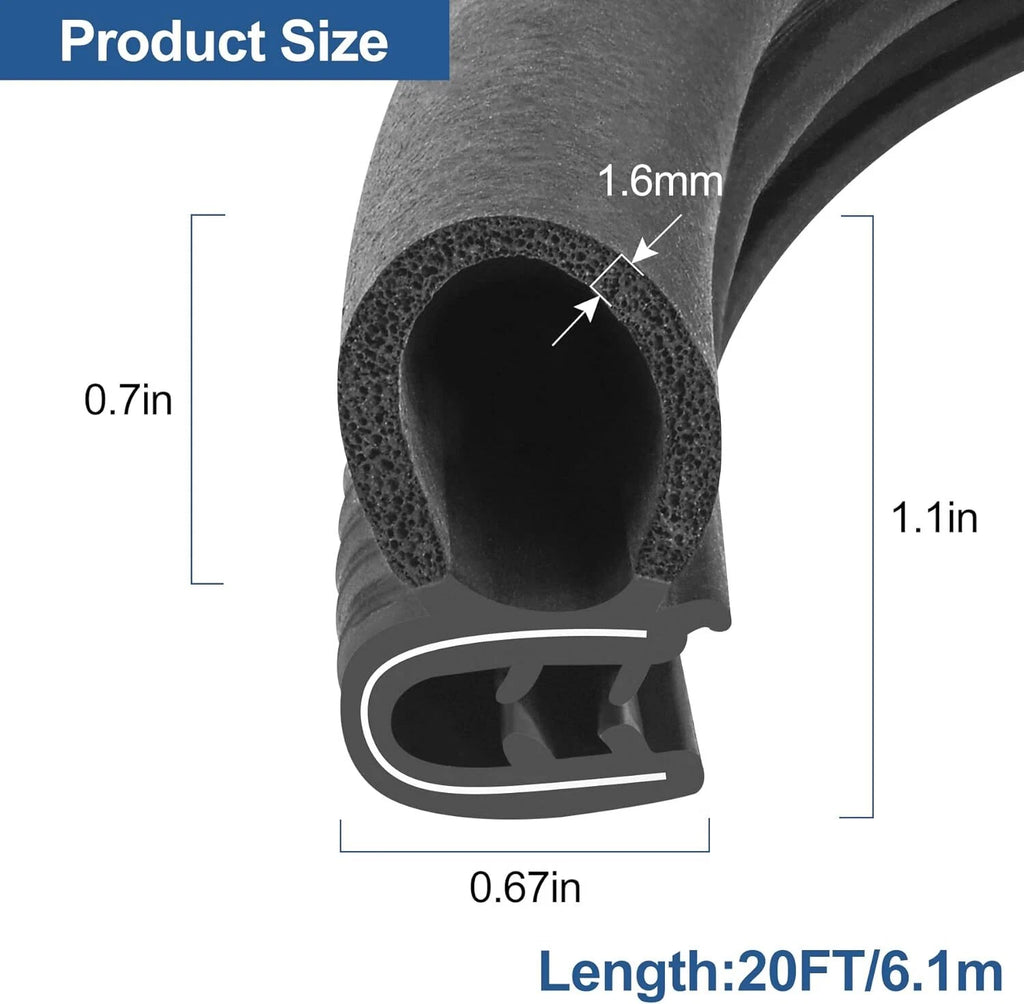 Car Door Rubber Seal Strip Trim for Side Bulb Weather Stripping (2010–2020)