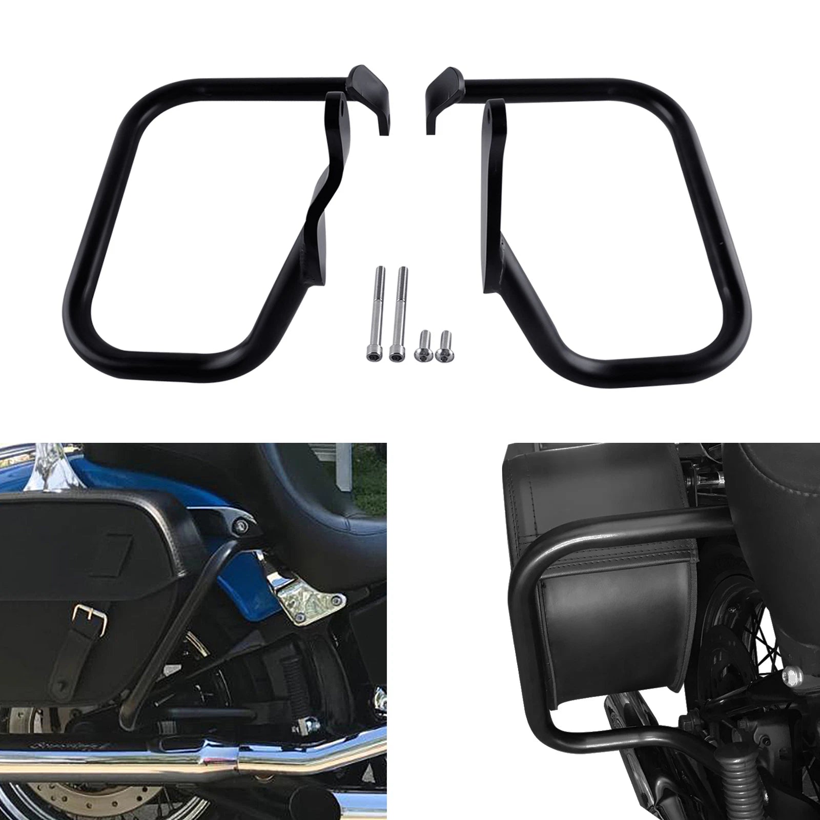 Rear Saddlebag Guard Rail Crash Bar for Harley FLST FLSTC FXST FXSTB (2000–2017)