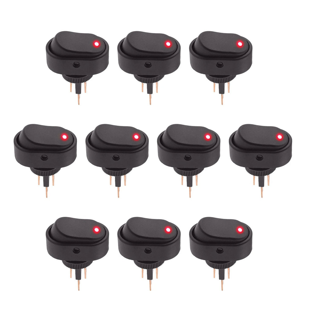 10 Pack Rocker Switch ASW-20D 30A 12VDC LED for Car Boat Panels