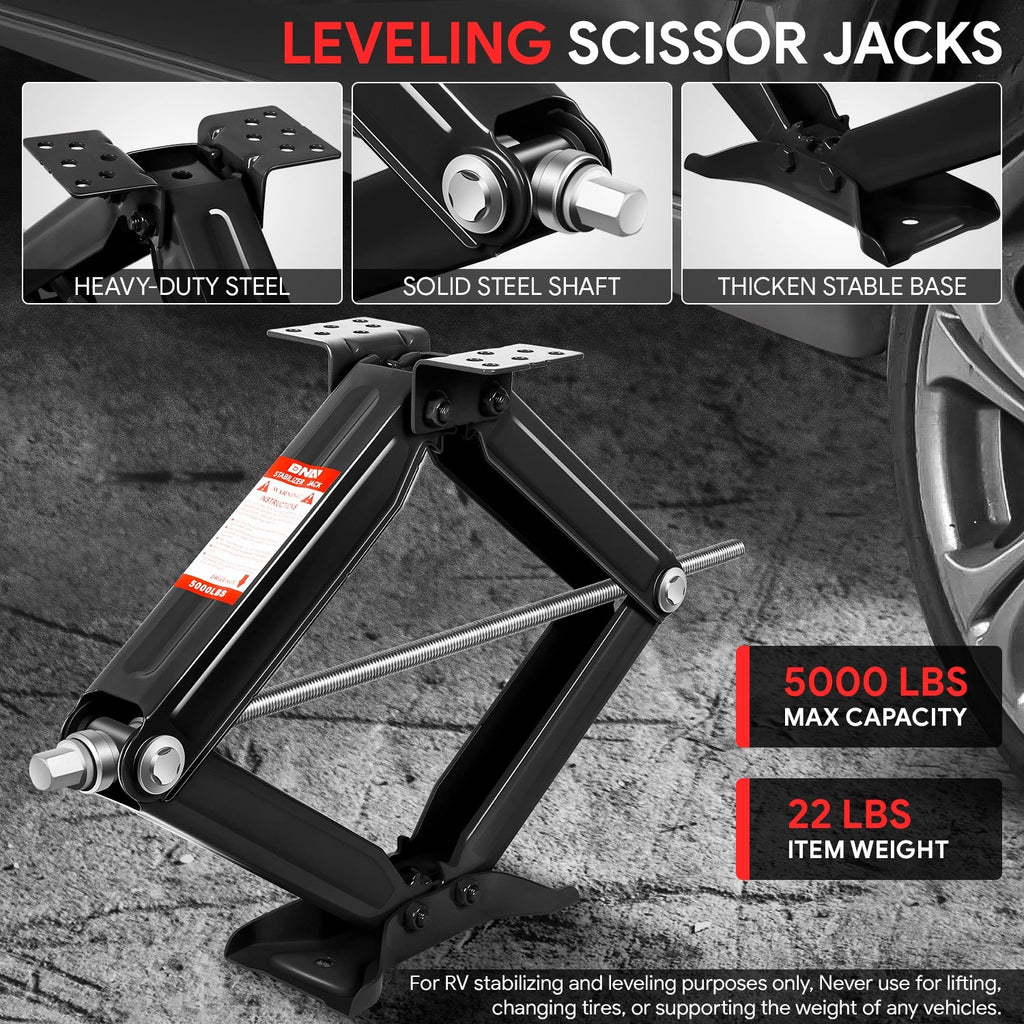 2X 2.5 Ton 24" Stabilizer Leveling Scissor Jacks for RV Camper