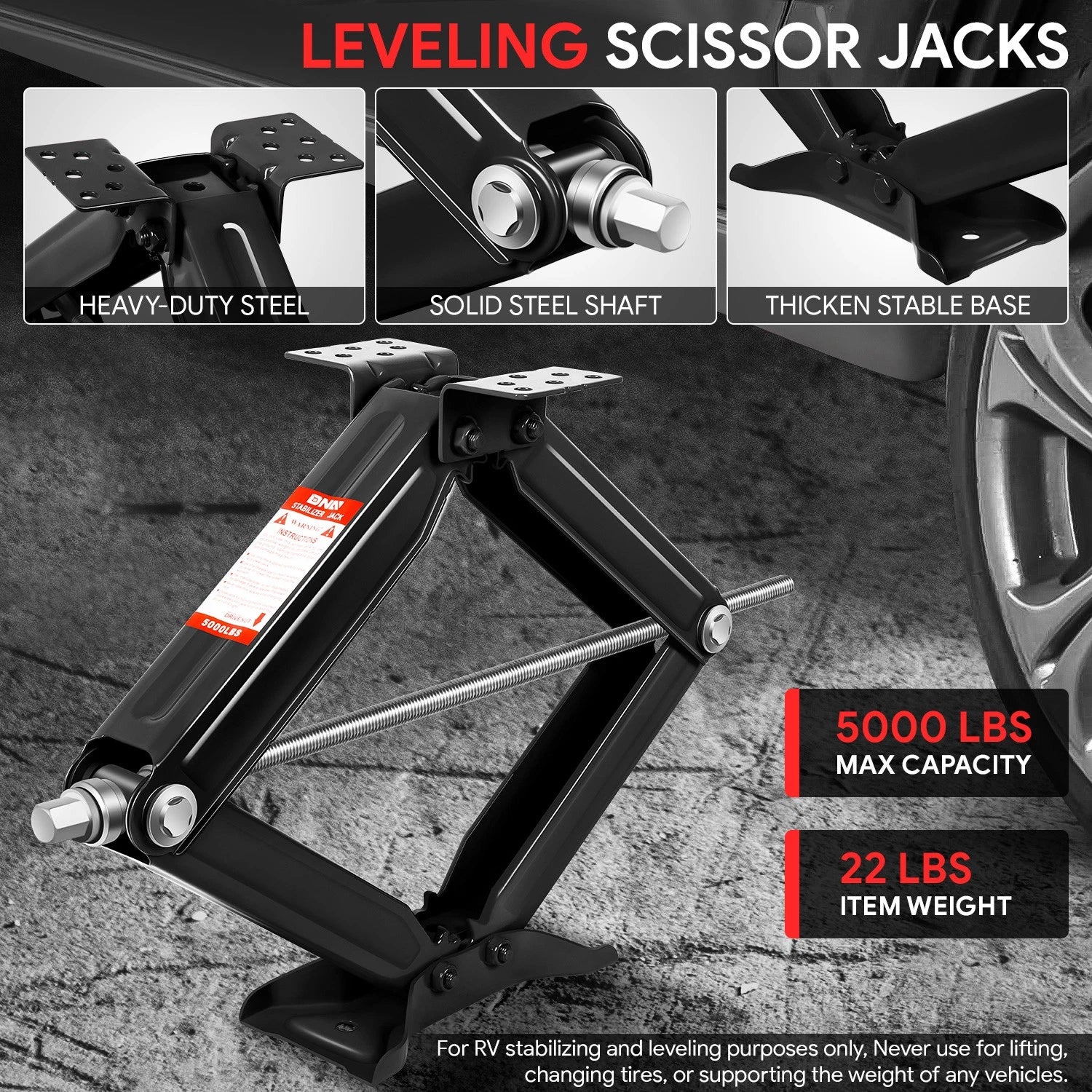 2X 2.5 Ton 24" Stabilizer Leveling Scissor Jacks for RV Camper