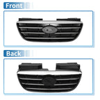 Front Upper Bumper Grille for Hyundai Elantra (2017-2020) Black Chrome Silver Tone