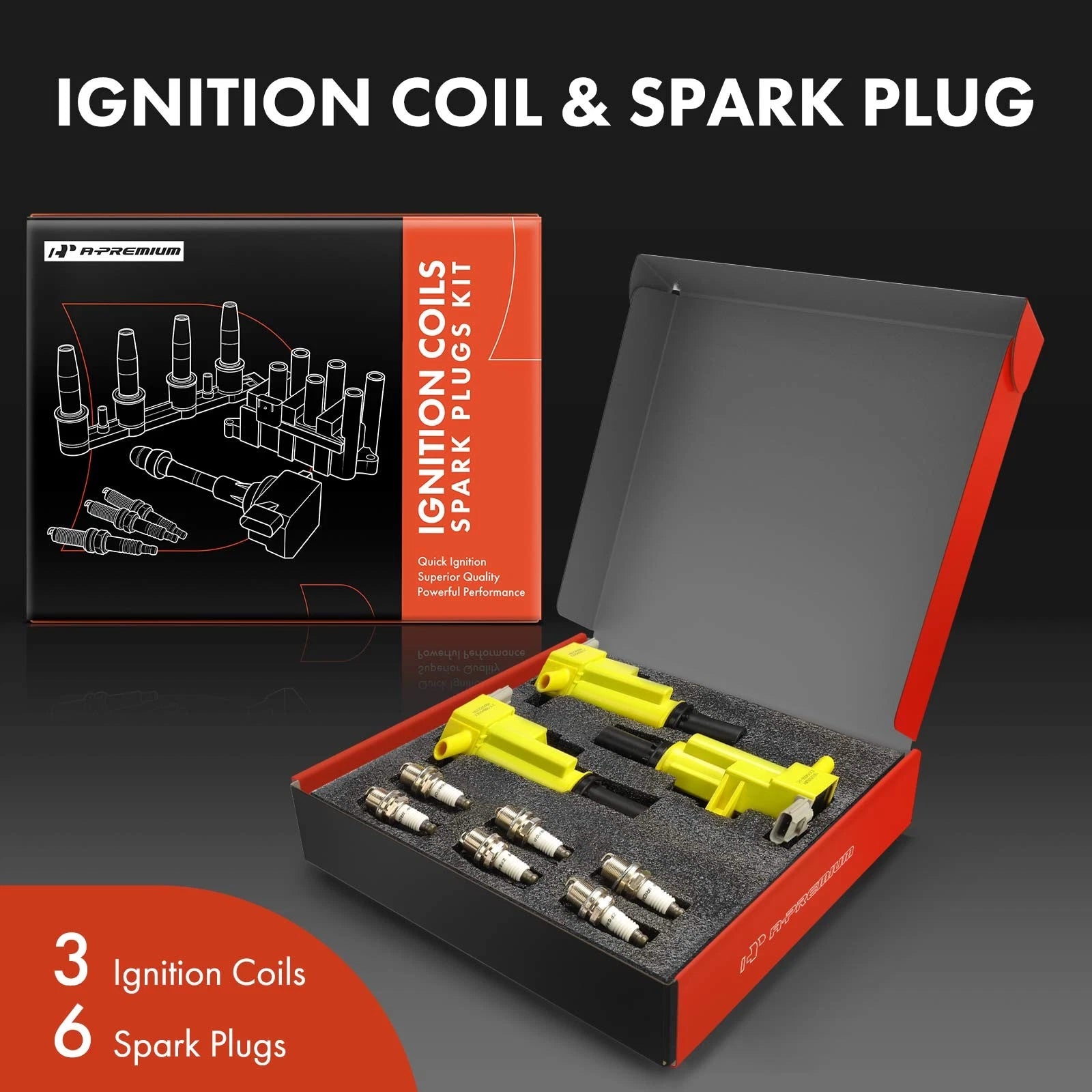 3X Ignition Coil & 6X Iridium Spark Plug for Ram Dakota Jeep V6 (2005–2011)