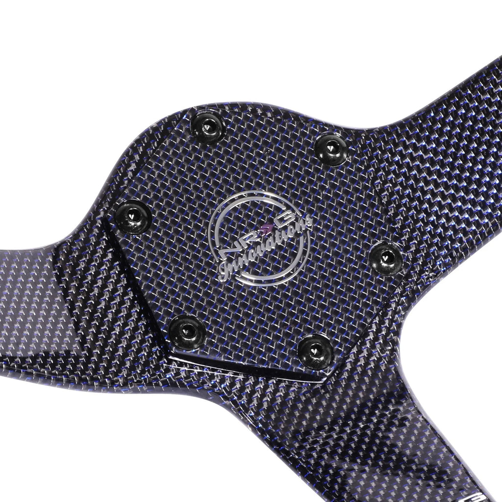 350mm 3" Dish Steering Wheel for NRG (3-Spoke, Blue Carbon Fiber)