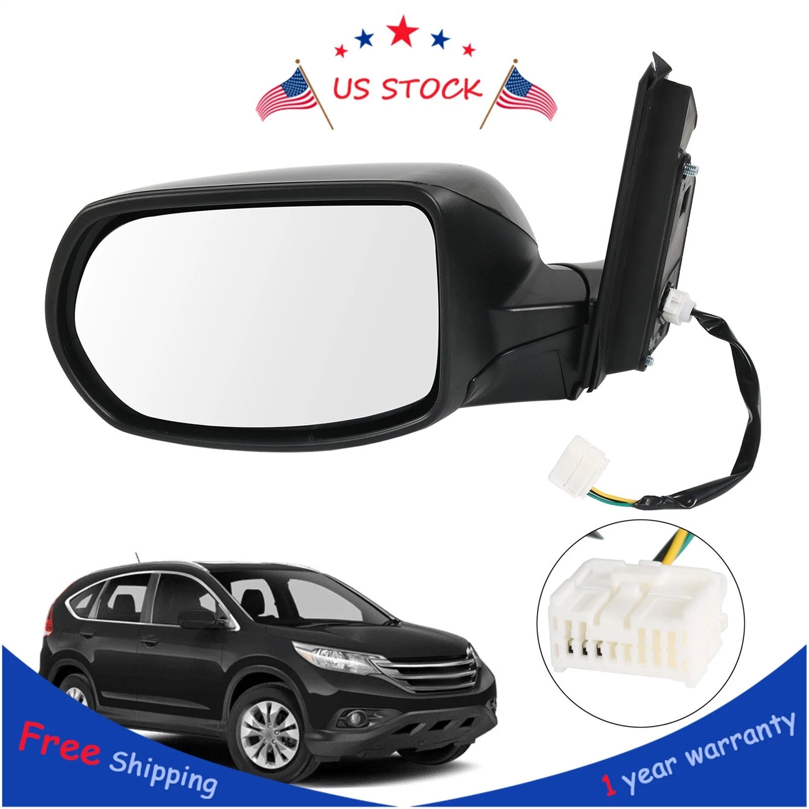 Power Textured Black Driver Side Mirror for Honda CR-V (2012–2016)