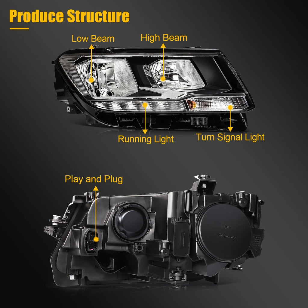 Pair of LED Headlights for Volkswagen Tiguan (2018–2021)