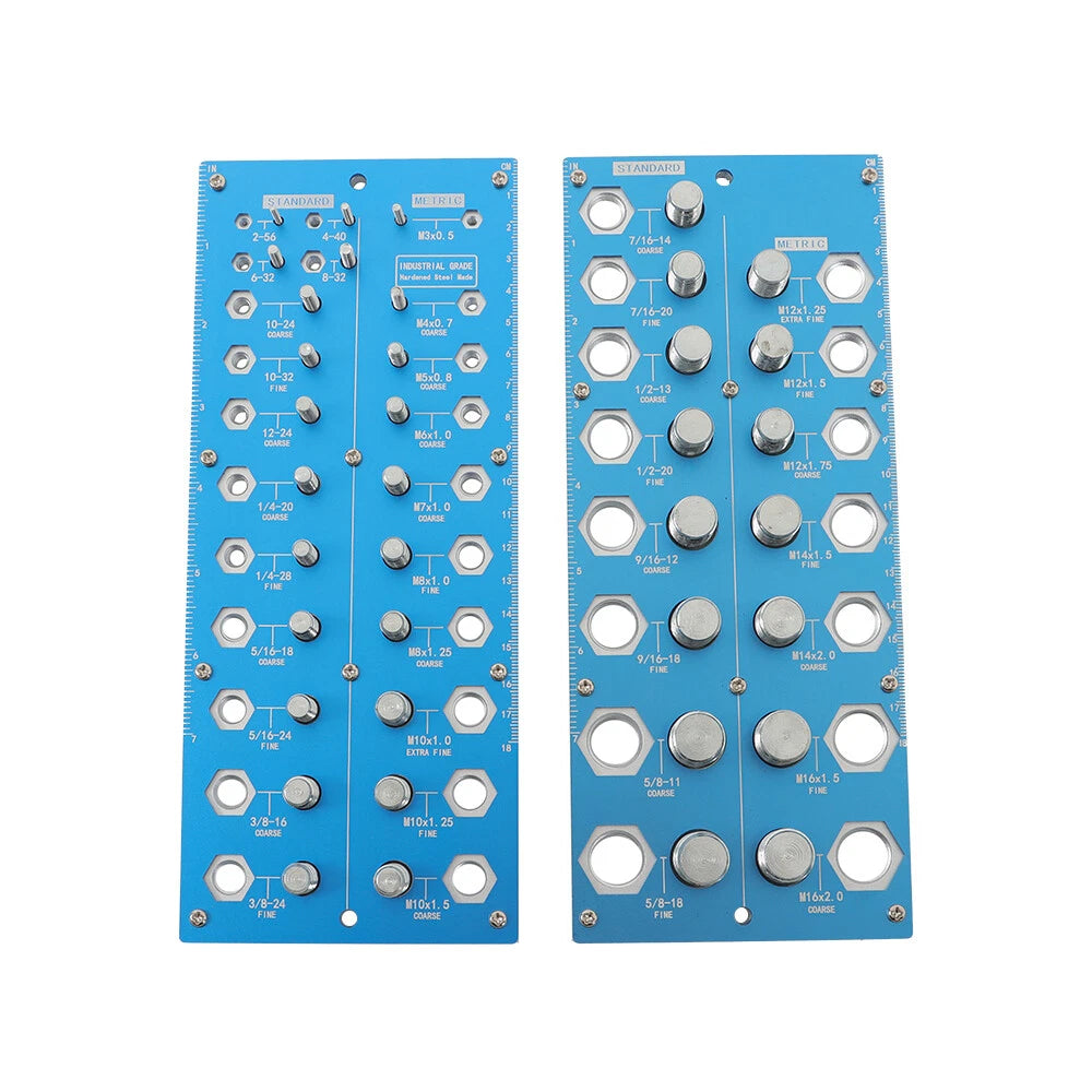21 Inch & 17 Metric Thread Checker Bolt and Nut Identifier Gauge