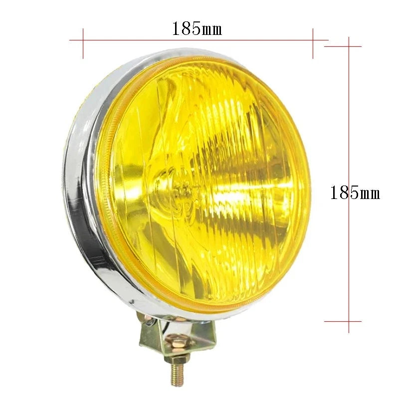 Set of 2 Round Chrome Yellow Halogen H3 24V 70W Fog Lights for Universal Fit