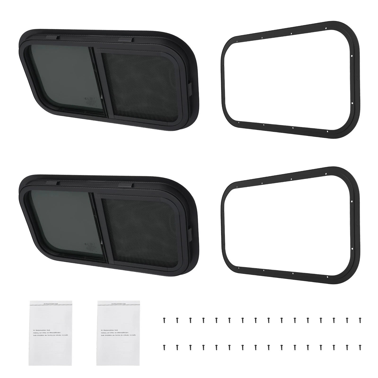 2 Pack 12" x 22" Vertical Window for RV/Camper/Cargo/Food Truck