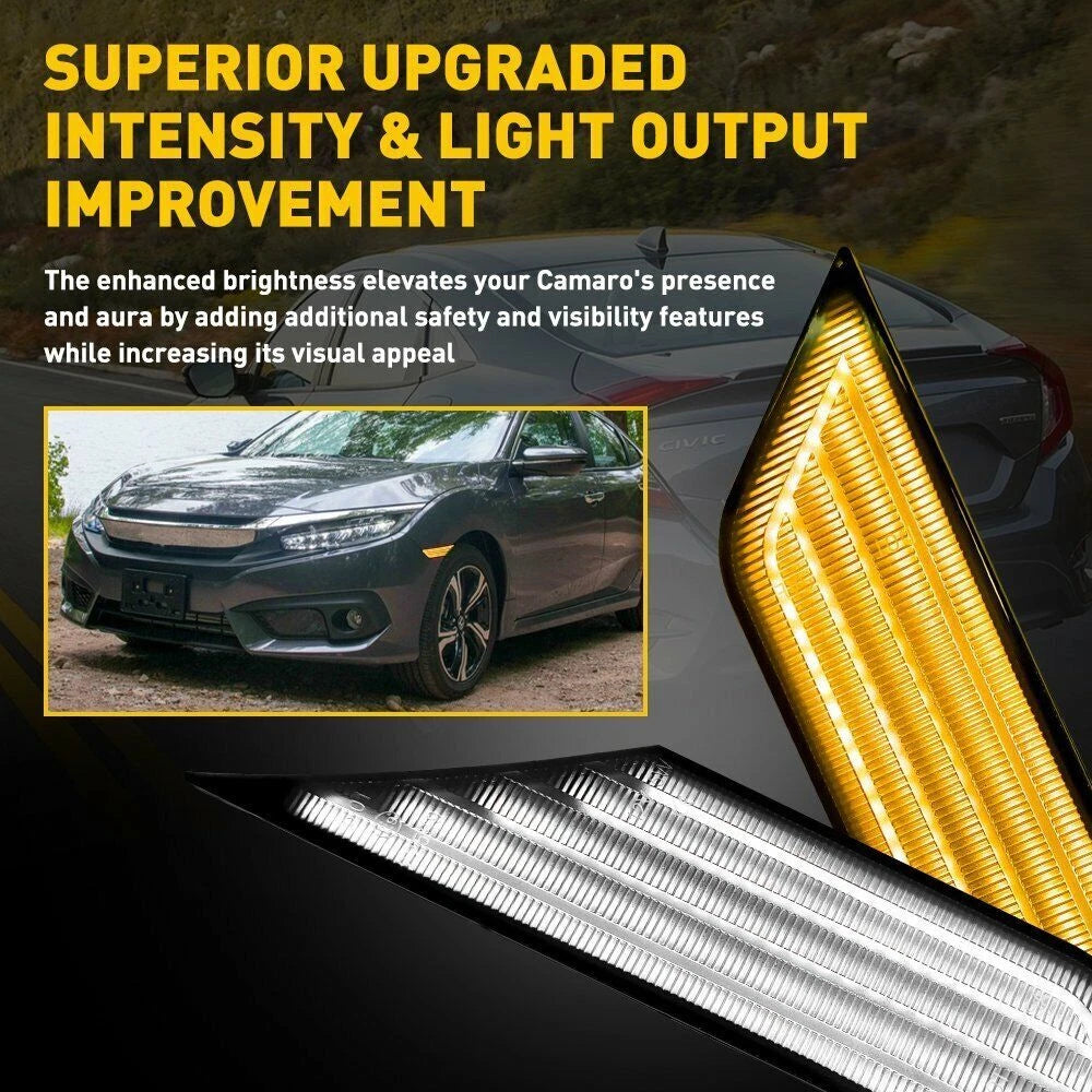 Switchback Sequential Turn Signal LED Side Marker Lights for Honda Civic (2016–2021)