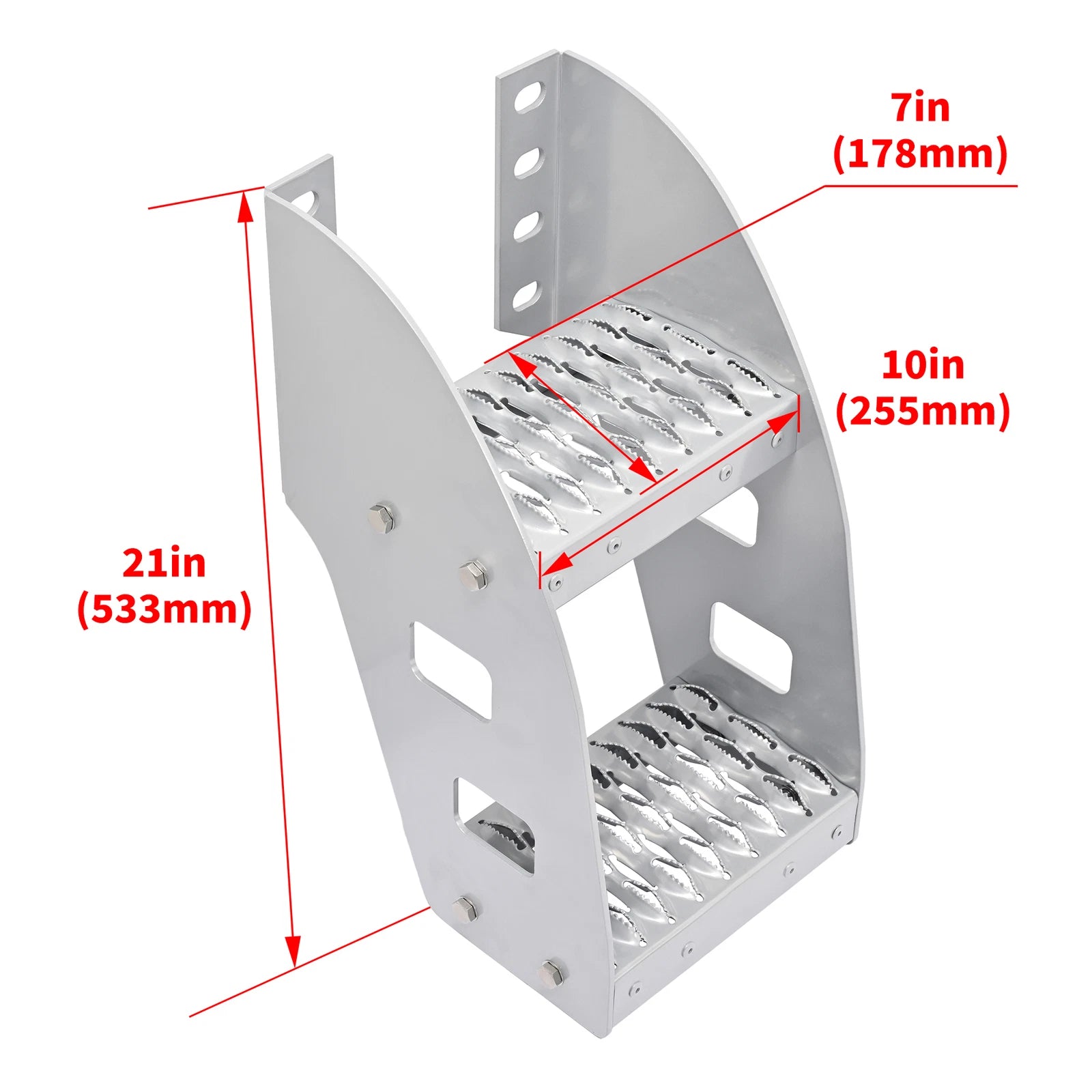 10" Side Step for Peterbilt Semi Truck (Frame Mounted, Aluminium)