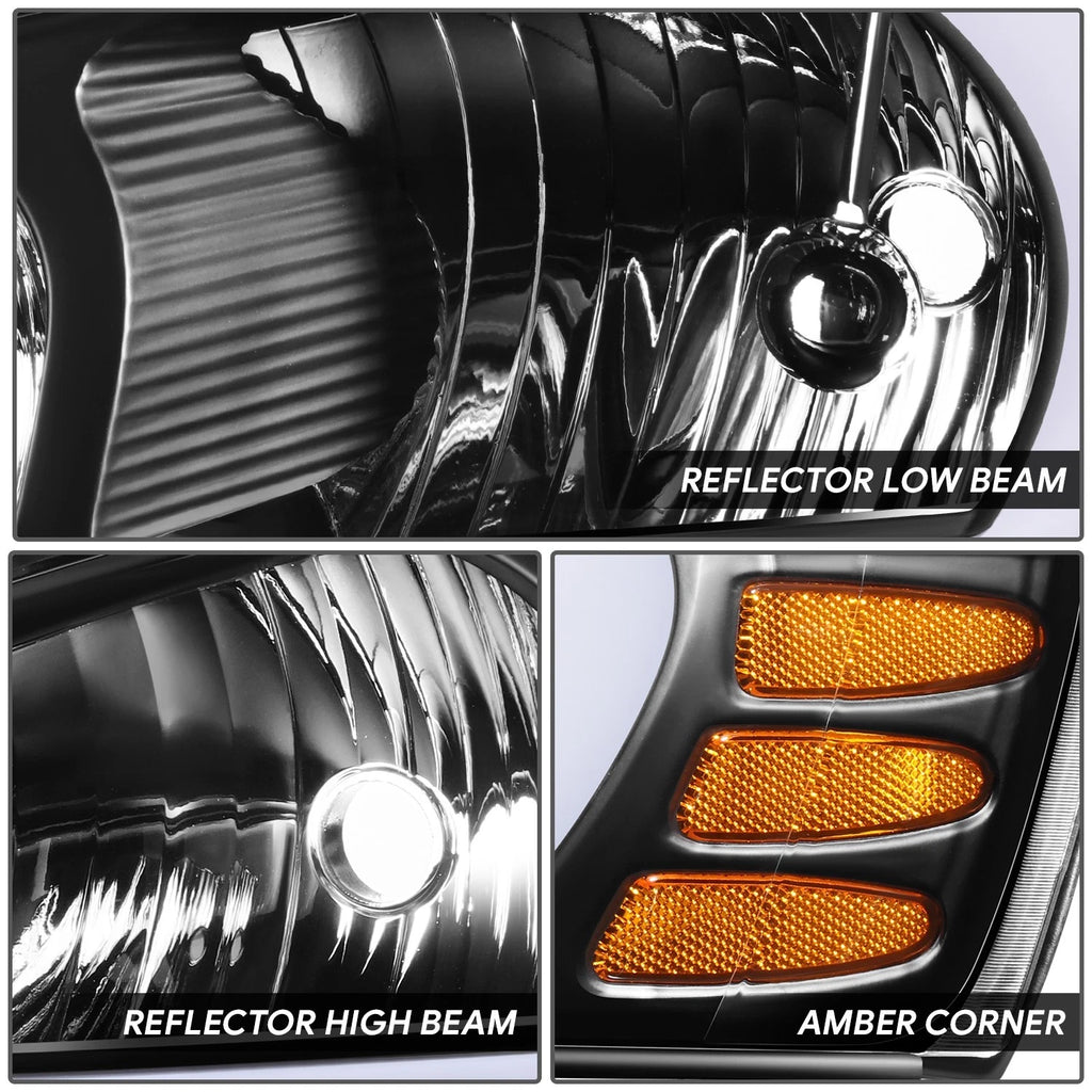 3D LED DRL Headlights for Pontiac Grand Prix (2004–2008) - Black Housing, Amber Corner