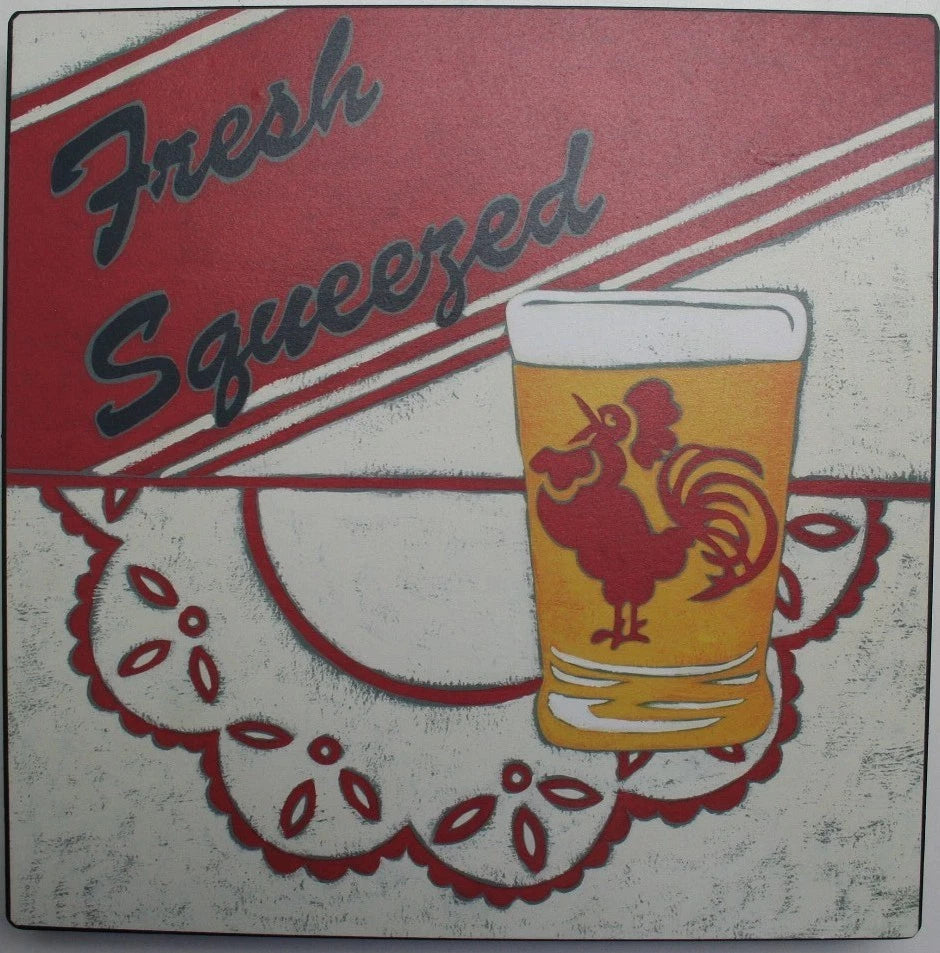 Iron Tin Metal Sign for Home Kitchen Decor (Fresh Squeezed Lemonade)