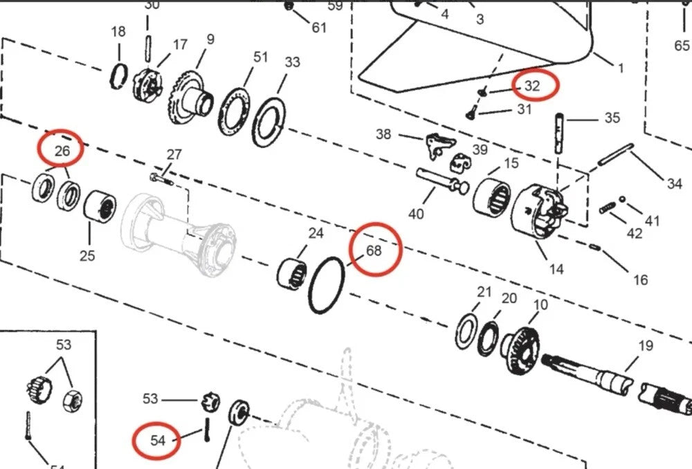 Lower Gearcase Seal with O-ring Kit 0330137 313446 for OMC Cobra (1990–1998)