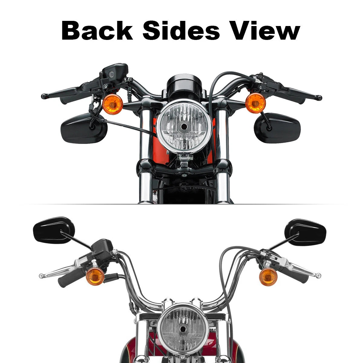 Black Teardrop Rearview Mirrors for Harley Softail Deluxe, Fat Boy, Dyna