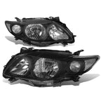 Pair of Black Housing Clear Corner Headlights for Toyota Corolla (2009–2010)