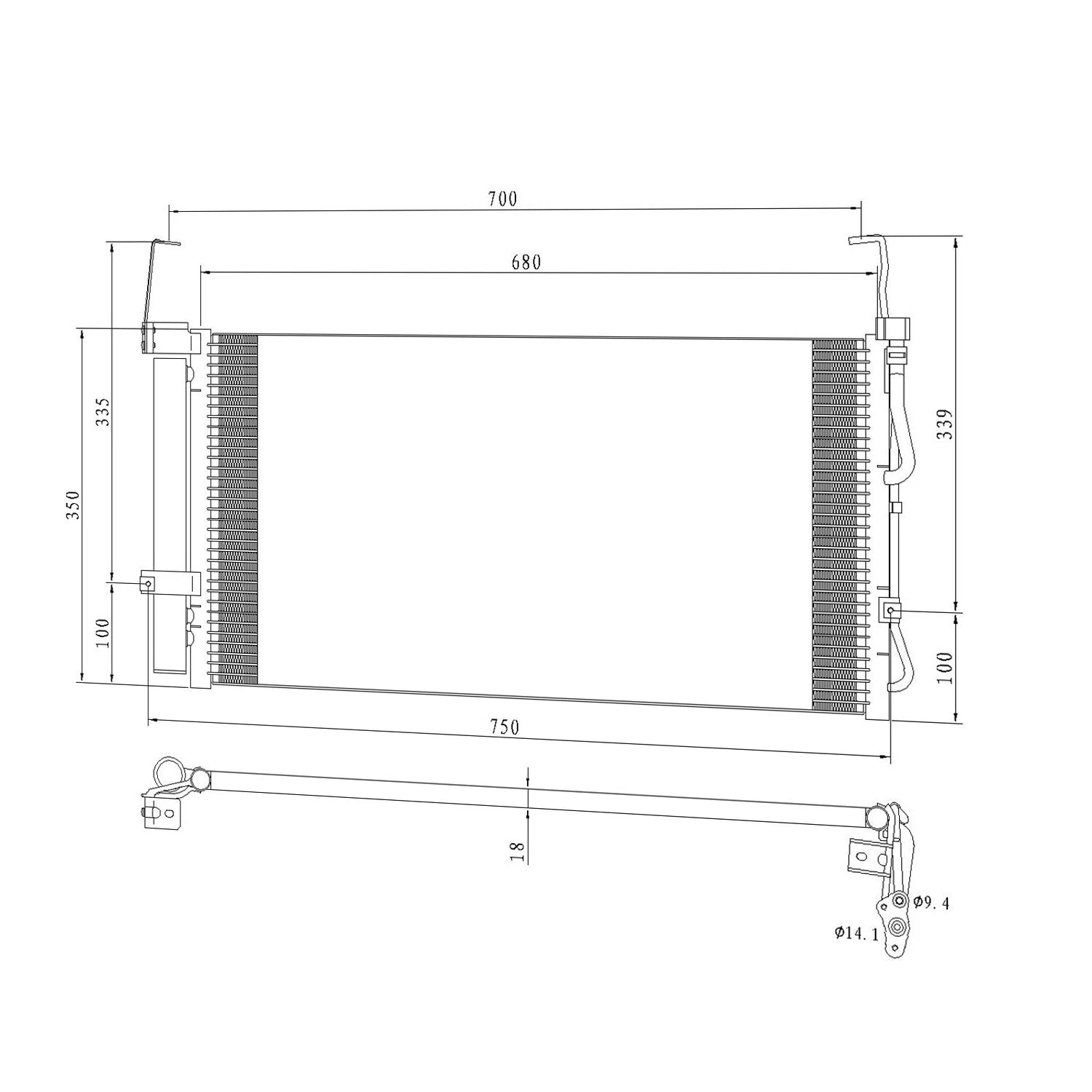 Replacement A/C Condenser w Receiver Drier for Jeep Grand Cherokee (2014–2021)