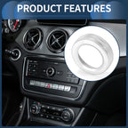 3X AC Media Knob Cover for Mercedes-Benz A B E GLK GLA CLA Class (Silver Tone)