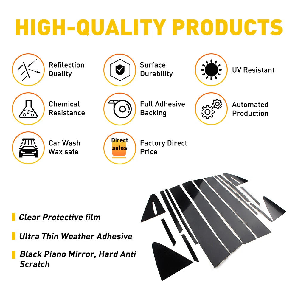 16PCS Black Pillar Post Covers for Toyota Corolla (2020–2022)