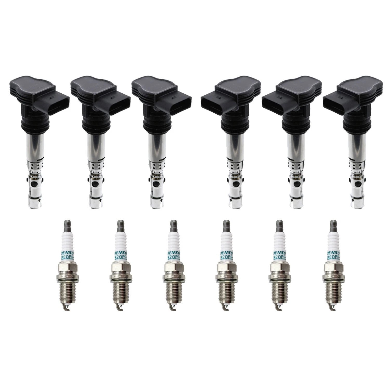 Set of 6 Ignition Coils & Denso Iridium Spark Plugs for Audi A6 Allroad Quattro