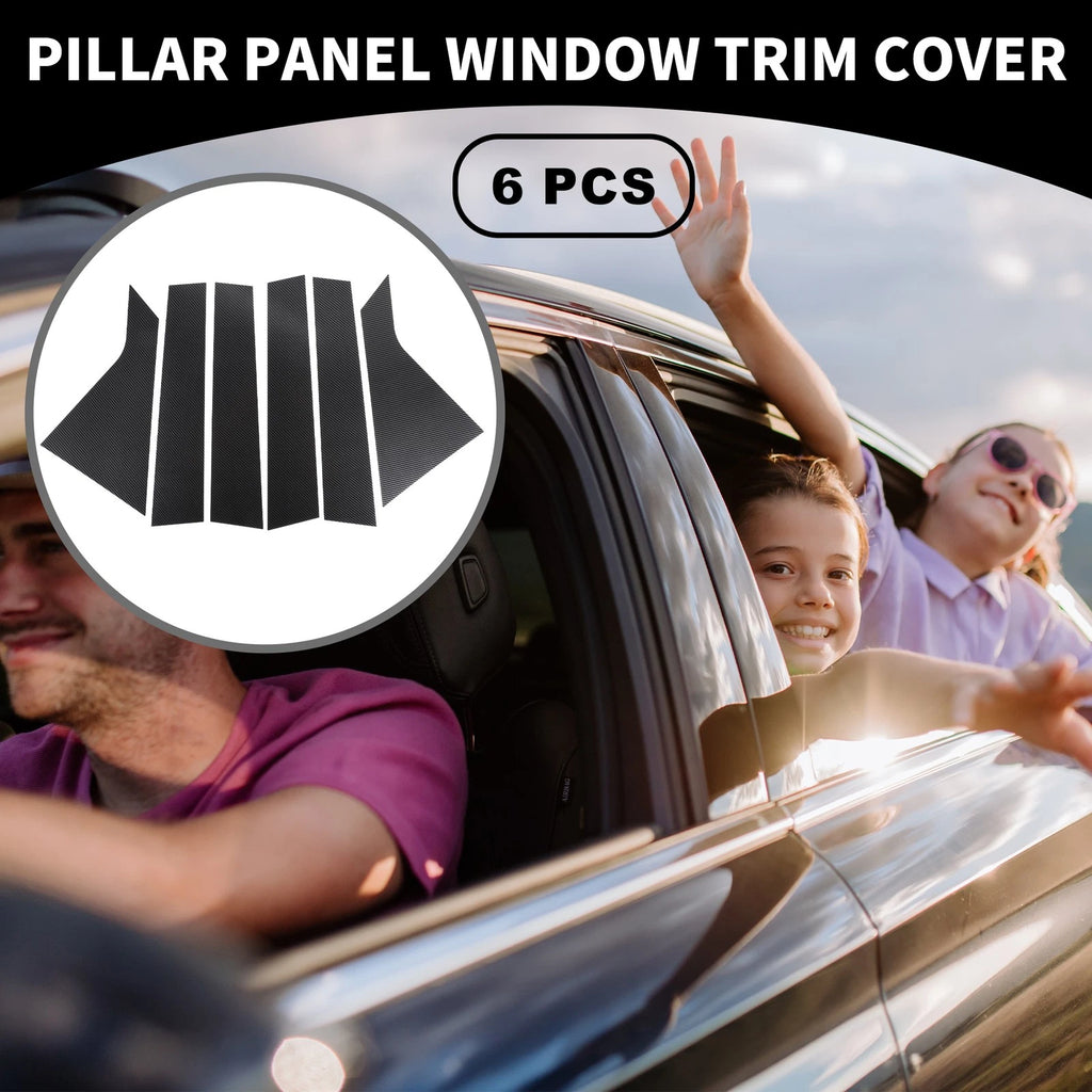 6pcs Window Trim Cover for Chevrolet Impala (2014–2020) Black Carbon Fiber