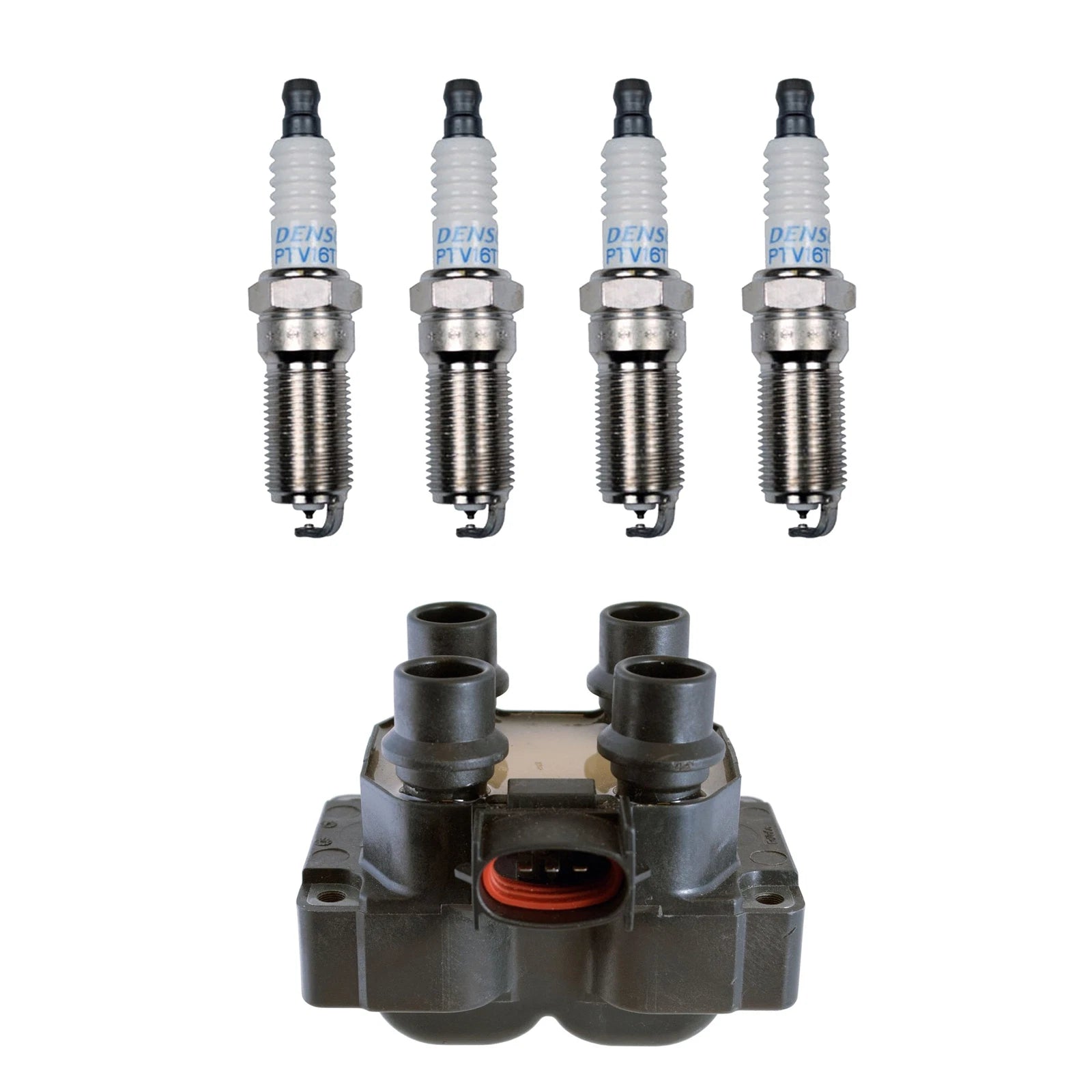 Denso Ignition Coil & 4 Platinum TT Spark Plugs for Ford 2.0L L4
