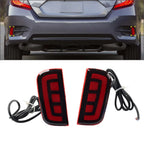 2X Red Rear Bumper Reflector Tail Lights for Honda Civic (2016–2021)
