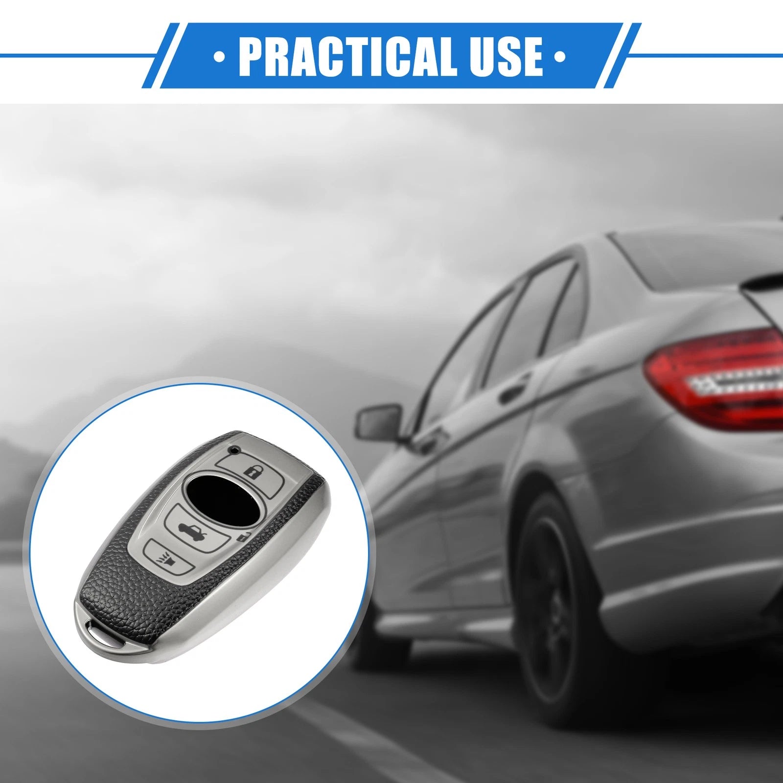 Set of 4 Button Smart Remote Key Shell for Subaru Ascent (2019–2022) TPU Silver Tone