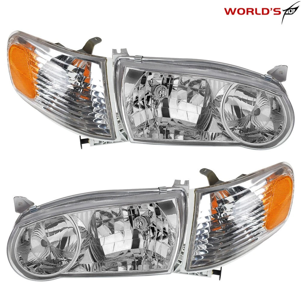 Set of 2 Headlights for Toyota Corolla (2001–2002) with Corner Signal Lamp