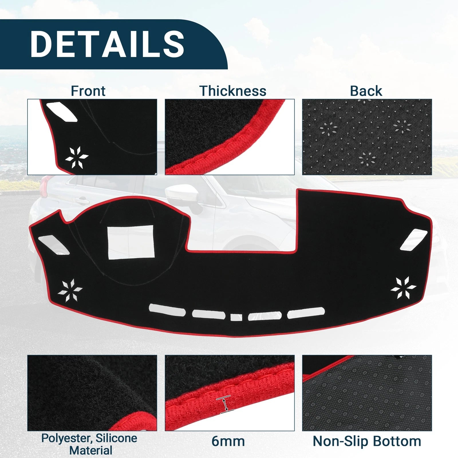 Dashboard Cover Mat for Mitsubishi Eclipse Cross (2017–2022) Red