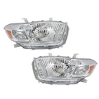 Set of 2 Replacement Headlights for Toyota Highlander (2008–2010) Chrome Halogen
