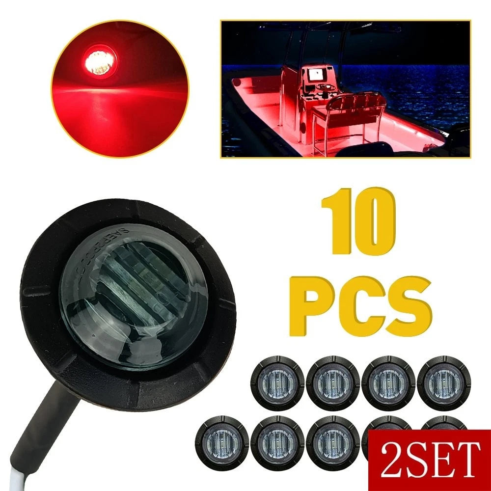 20PCS 3/4" Bullet Round Red Smoked LED Side Marker Lights for Trailer Truck JK E